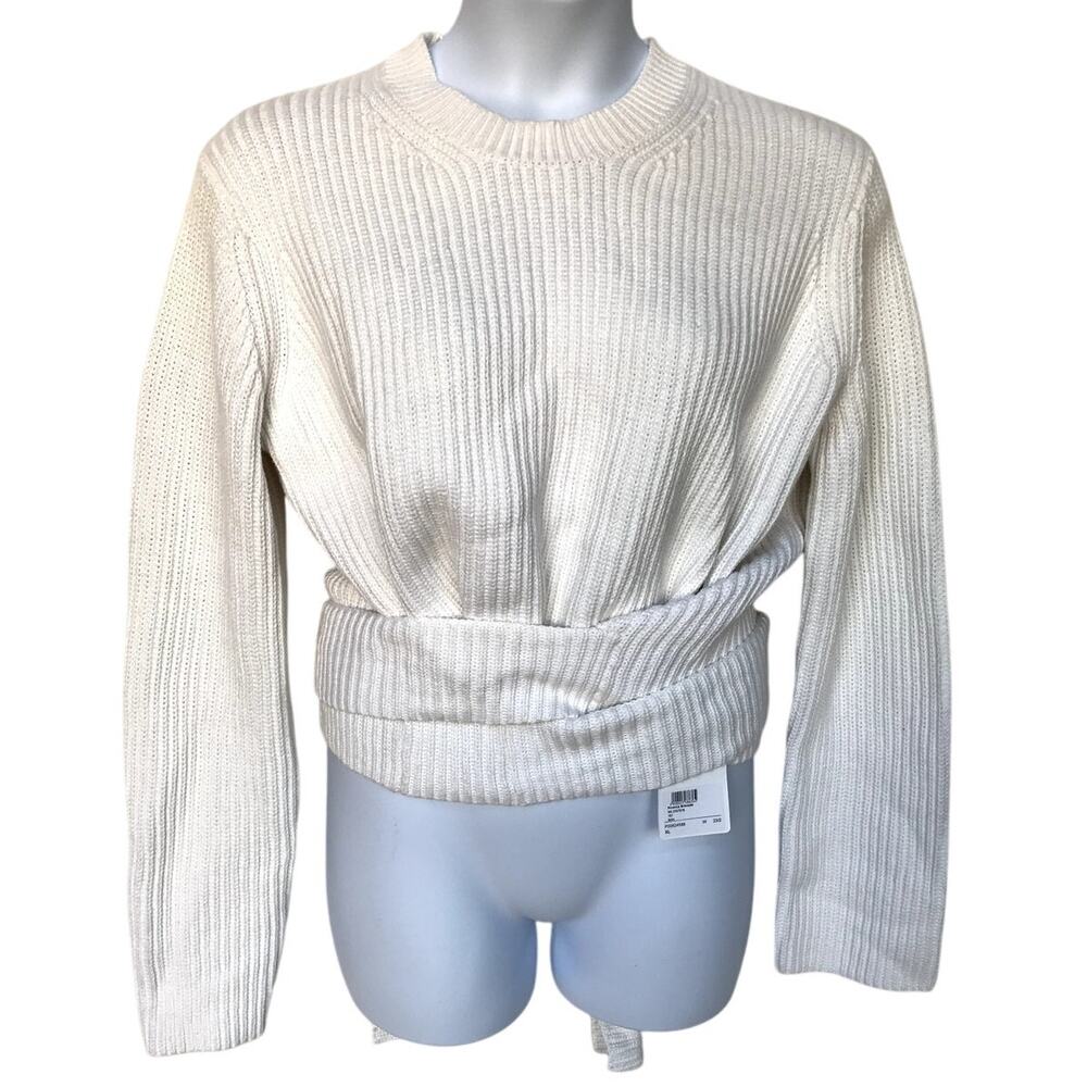 Proenza Schouler NWT White Chunky Cotton Cashmere Ballet Wrap Sweater size XL - Picture 7 of 14